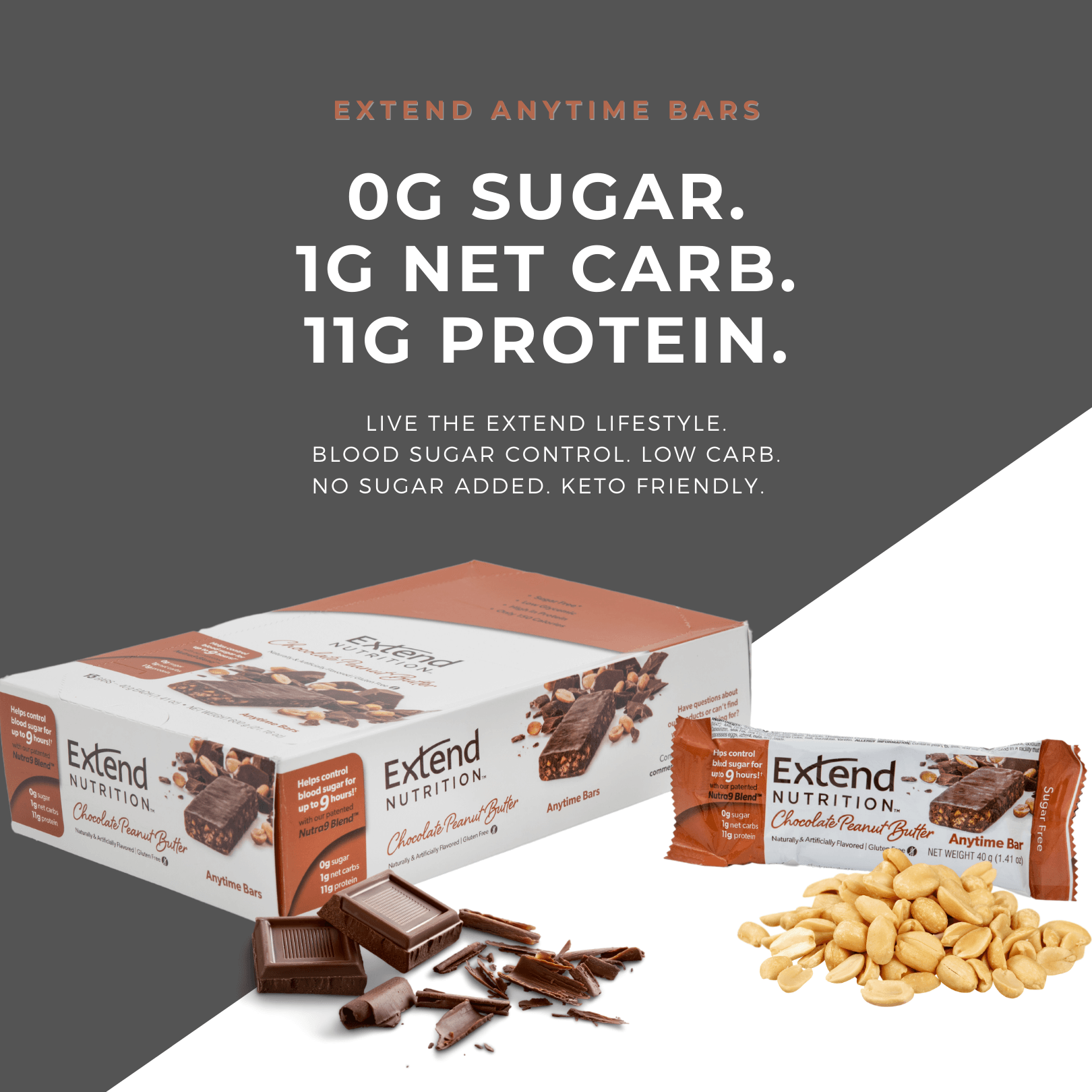 Extend Bar - Chocolate Peanut Butter Sugar Free Bars (15 Pk) - Extend Nutrition